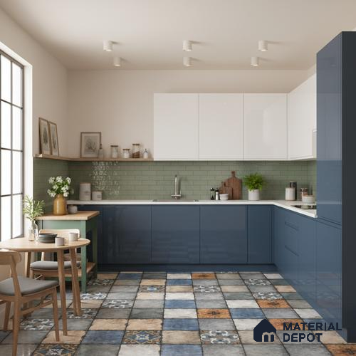 Moroccan Look Floor & Wall Tile TL 06010 Vintage Relic 2 ft x 2 ft Rustic Carving Matte Finish Vitrified Tile - 9 mm | 4 Random Design | Suitable For Living Room, Bedroom, Bathroom, Kitchen & Dining | Please Expect a Slight Variation of Pattern