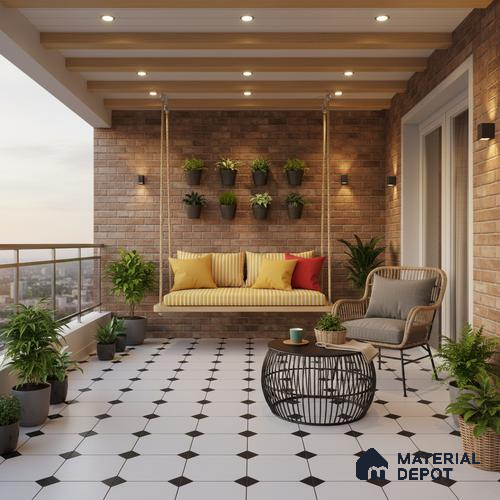 Moroccan Look Floor & Wall Tile TL 06020 Prism Octo 2 ft x 2 ft Rustic Carving Matte Finish Vitrified Tile - 9 mm |  Suitable For Living Room, Bedroom, Bathroom, Kitchen & Dining | Please Expect a Slight Variation of Pattern