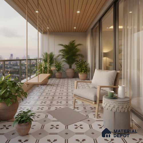 Moroccan Look Floor & Wall Tile TL 06021 B Pristine Vanilla 2 ft x 2 ft Rustic Carving Matte Finish Vitrified Tile - 9 mm |  Suitable For Living Room, Bedroom, Bathroom, Kitchen & Dining | Please Expect a Slight Variation of Pattern