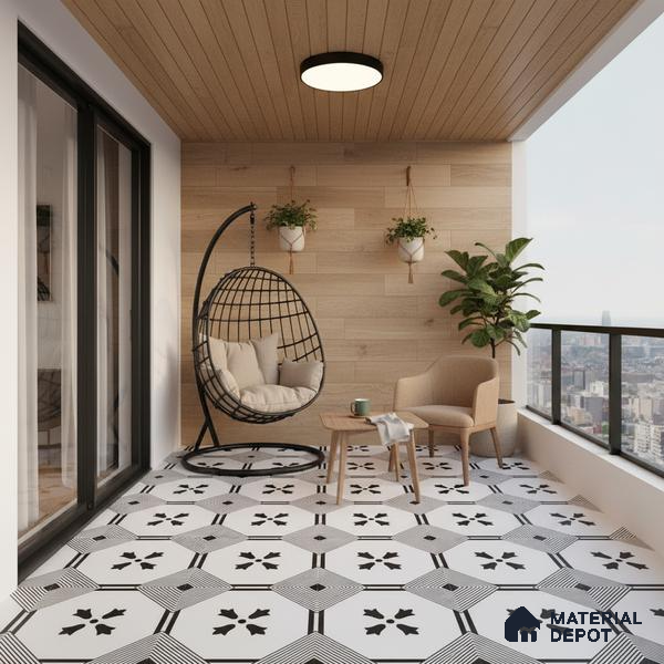 Moroccan Look Floor & Wall Tile TL 06021 Pristine Shimmer 2 ft x 2 ft Rustic Carving Matte Finish Vitrified Tile - 9 mm | Suitable For Living Room, Bedroom, Bathroom, Kitchen & Dining | Please Expect a Slight Variation of Pattern