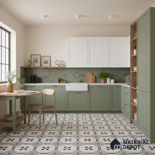 Moroccan Look Floor & Wall Tile TL 06021 Pristine Shimmer 2 ft x 2 ft Rustic Carving Matte Finish Vitrified Tile - 9 mm | Suitable For Living Room, Bedroom, Bathroom, Kitchen & Dining | Please Expect a Slight Variation of Pattern