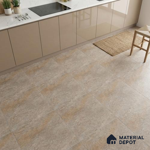 Stone Floor Tile TL 06023 D Evoque Natural 2 ft x 2 ft Anti Skid Tiles Vitrified Matte Slate Punch Finish - 12 mm | 4 Random Design Ideal For Parking, Outdoor, Balcony