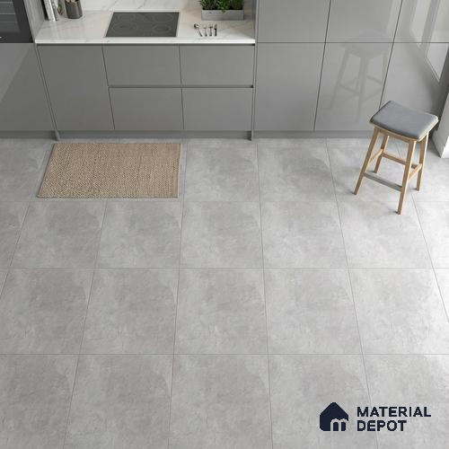 Cement Floor Tile TL 06023 E Spectra Grey 2 ft x 2 ft Vitrified Matte Slate Punch Finish - 12 mm | 6 Random Design | Ideal For Living Room, Bathroom, Restaurants