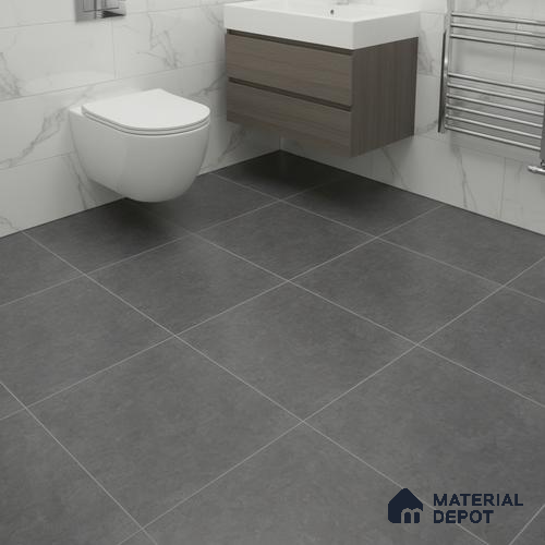 Cement Floor Tile TL 06023 Z Spectra Nero 11.8 inch x11.8 inch Vitrified Matte Slate Punch Finish - 12 mm | 24 Random Design | Ideal For Living Room, Bathroom, Restaurants
