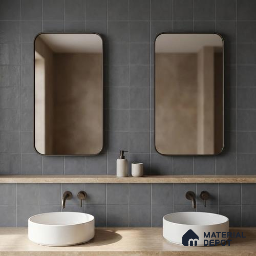 Subway Floor & Wall Tile TL 06045 Doric Grey Plain 200 x 200 mm Vitrified Matte Finish - 9 mm | Ideal For Bathroom, Kitchen | 2 mm Spacer is Mandatory | Please Expect a Slight Variation of Pattern