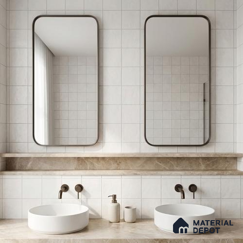 Subway Floor & Wall Tile TL 06061 Omega Plain 200 x 200 mm Vitrified Matte Finish - 9 mm | Ideal For Bathroom, Kitchen | 2 mm Spacer is Mandatory | Please Expect a Slight Variation of Pattern