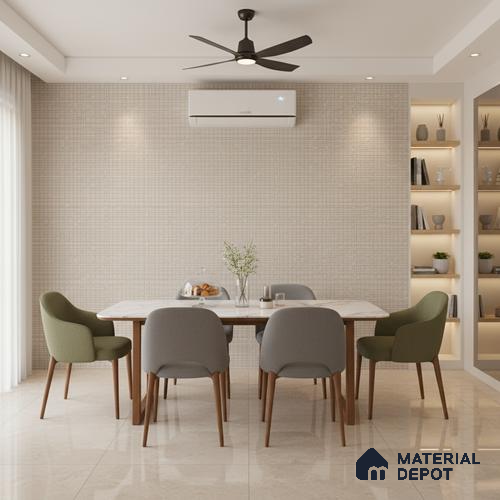 Punch Floor & Wall Tile TL 06094 C Slaty Greige Checks 4 ft x 2 ft Vitrified Matte Finish - 9 mm | 4 Random Design | Suitable For Living Room, Bedroom, Bathroom, Kitchen
