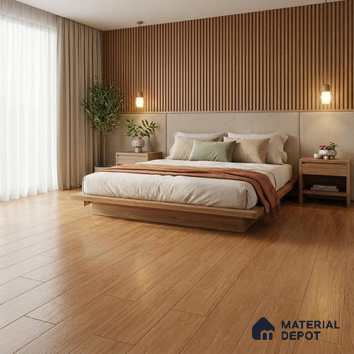 Wood Floor Tile TL 06111 Aspen Brown 1200 x 200 mm Vitrified Matte Finish - 9 mm | 12 Random Design | Suitable For Living Room, Bedroom, Kitchen | 2-3 mm Spacer is Mandatory