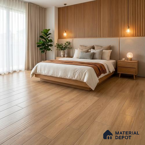 Wood Floor Tile TL 06115 Empire Natural 1200 x 200 mm Vitrified Matte Finish - 9 mm | 12 Random Design | Suitable For Living Room, Bedroom, Kitchen | 2-3 mm Spacer is Mandatory
