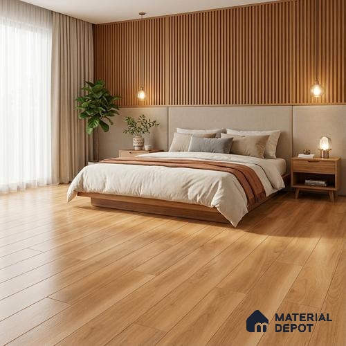 Wood Floor Tile TL 06117 Nordic Honey 1200 x 200 mm Vitrified Matte Finish - 9 mm | 12 Random Design | Suitable For Living Room, Bedroom, Kitchen | 2-3 mm Spacer is Mandatory