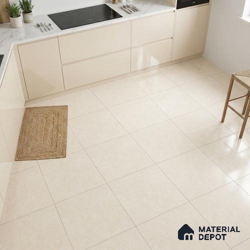 Cement Floor & Wall Tile TL 06129 D Pietra Cremelo 2 ft x 2 ft Vitrified Matte Finish - 9 mm | 4 Random Design | Suitable For Living Room, Bedroom, Bathroom, Kitchen
