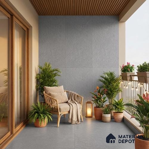Punch Floor & Wall Tile TL 06137 C Rock Natural Grey 4 ft x 2 ft | Rock Matte Finish Full Body Vitrified Tile - 9 mm | Ideal For Living Room, Bedroom, Bathroom, Kitchen