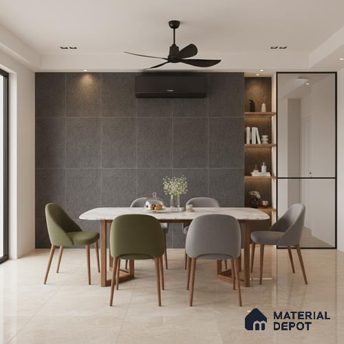 Punch Floor & Wall Tile TL 06141 B Rock Lapatto Nero 4 ft x 2 ft | Lappato Matte Finish Full Body Vitrified Tile - 9 mm | Ideal For Living Room, Bedroom, Bathroom, Kitchen