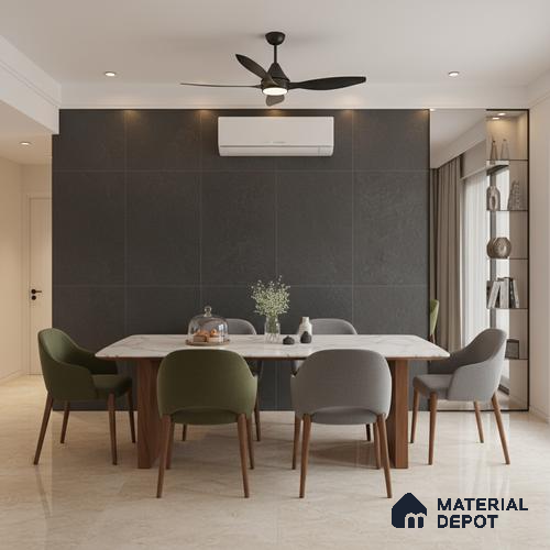 Punch Floor & Wall Tile TL 06141 C Rock Natural Nero 4 ft x 2 ft | Rock Matte Finish Full Body Vitrified Tile - 9 mm | Ideal For Living Room, Bedroom, Bathroom, Kitchen
