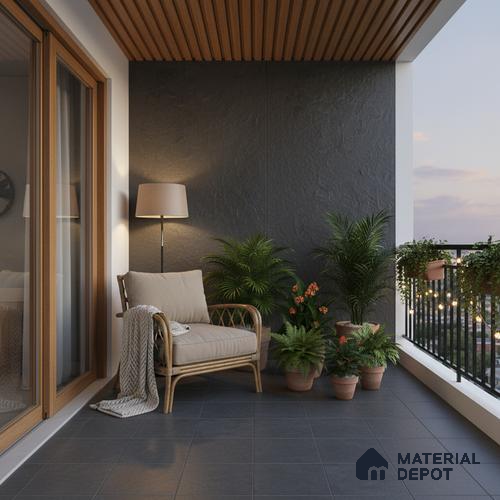 Punch Floor & Wall Tile TL 06141 C Rock Natural Nero 4 ft x 2 ft | Rock Matte Finish Full Body Vitrified Tile - 9 mm | Ideal For Living Room, Bedroom, Bathroom, Kitchen