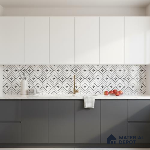 Moroccan Look Floor & Wall Tile TL 06149 Alya 2 ft x 2 ft Sinker Finish Vitrified Tile - 9 mm  | Suitable For Living Room, Dining, Bathroom & Kitchen | Please Expect a Slight Variation of Pattern