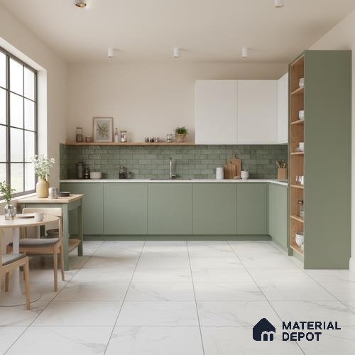 Marble Look Floor & Wall Tile TL 06152 Bellatrix 2 ft x 2 ft Sinker Finish Vitrified Tile - 9 mm | Suitable For Living Room, Dining, Bathroom & Kitchen | Please Expect a Slight Variation of Pattern