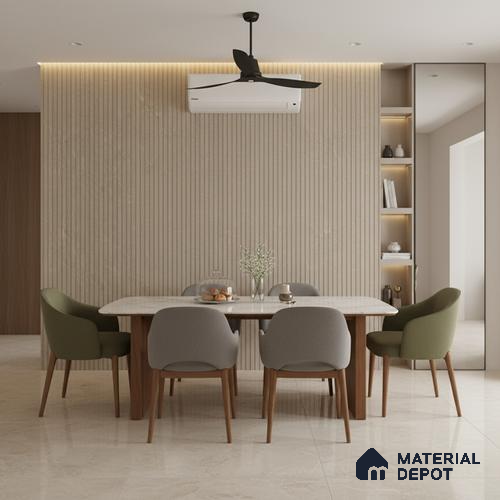 Punch Wall Tile TL 06170 B Flutura Elegance Cord Comb 4 ft x 2 ft Vitrified Lustera Effect Feather Feel Matte Finish - 8.5 mm | Suitable for Living Room, Bedroom, Bathroom
