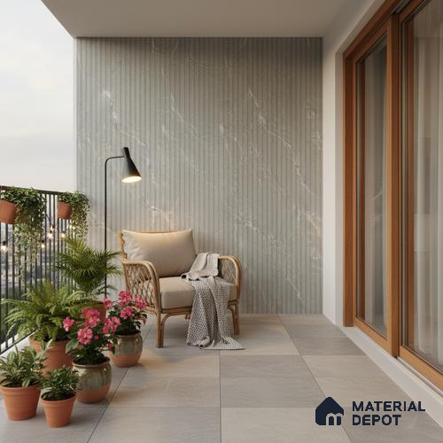 Punch Wall Tile TL 06175 B Flutura Extreme Grigio Comb 4 ft x 2 ft Vitrified Lustera Effect Feather Feel Matte Finish - 8.5 mm | Suitable for Living Room, Bedroom, Bathroom