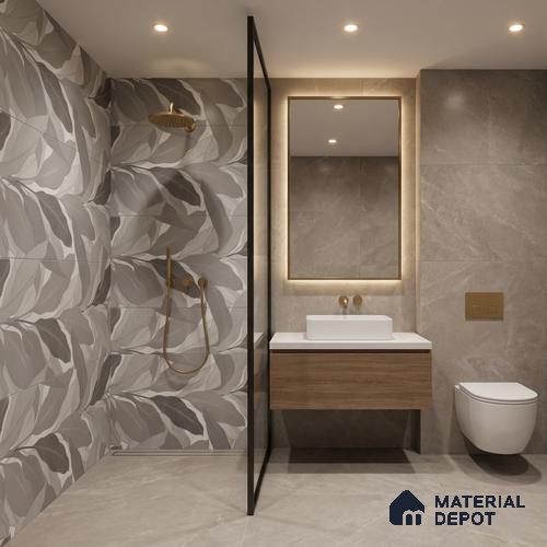 Floral Wall Tile TL 06216 Fragrant Grey Enigma 4 ft x 2 ft Vitrified Matte Finish - 9 mm | Suitable for Living Room, Bedroom, Bathroom & Kitchen