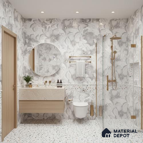 Floral Wall Tile TL 06218 Fragrant Aqua Luminance 4 ft x 2 ft Vitrified Matte Finish - 9 mm | Suitable for Living Room, Bedroom, Bathroom & Kitchen