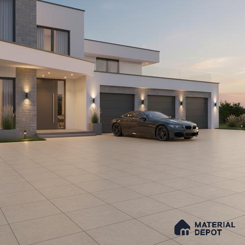 Budget Friendly Cement Look Value for Money Parking Latte Dune Floor Tile 16 x 16 inch | TL 06247 B | Vitrified Matte Finish Tile - 12 mm | Suitable For Parking, Outdoor, Balcony & Terrace | Pattern Alignment May Vary | 2-3 mm Spacer is Mandatory