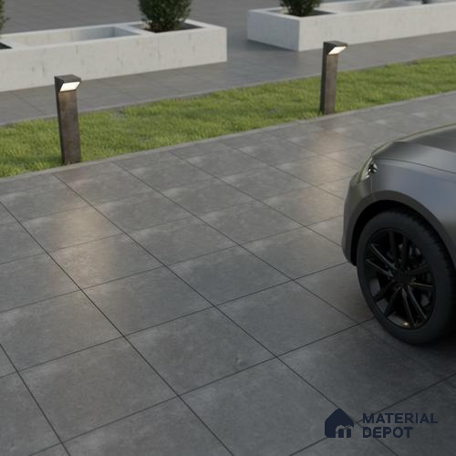 Budget Friendly Cement Look Value for Money Parking Obsidra Floor Tile 16 x 16 inch | TL 06247 | Vitrified Matte Finish Tile - 12 mm | Suitable For Parking, Outdoor, Balcony & Terrace | Pattern Alignment May Vary | 2-3 mm Spacer is Mandatory