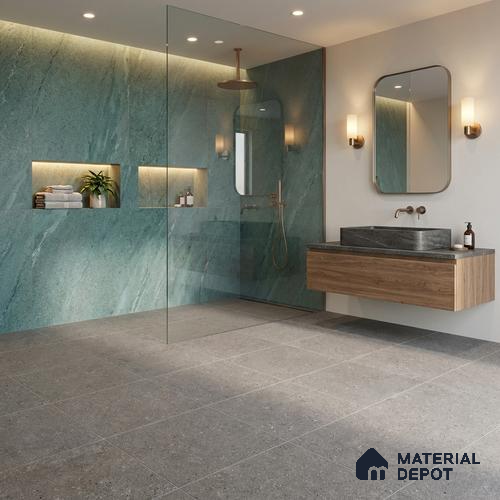 Budget Friendly Stone Look Value for Money Parking Slateon Floor Tile 16 x 16 inch | TL 06248 | Vitrified Matte Finish Tile - 12 mm | Suitable For Parking, Outdoor, Balcony & Terrace | Pattern Alignment May Vary | 2-3 mm Spacer is Mandatory