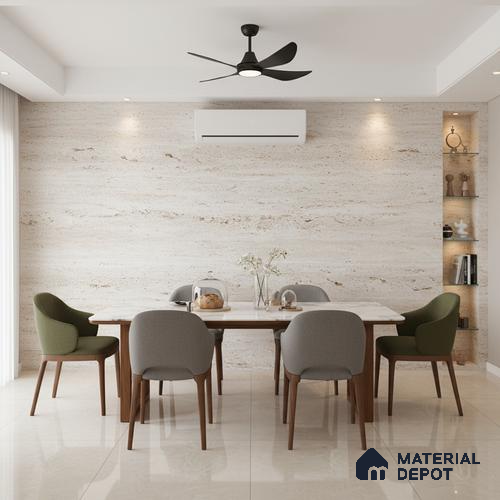 Punch Floor & Wall Tile TL 06274 C Bash Glaze Pearl 4 ft x 2 ft Vitrified Punch Finish - 9 mm (Random Design 3) | Suitable for Living Room, Bedroom, Bathroom & Kitchen