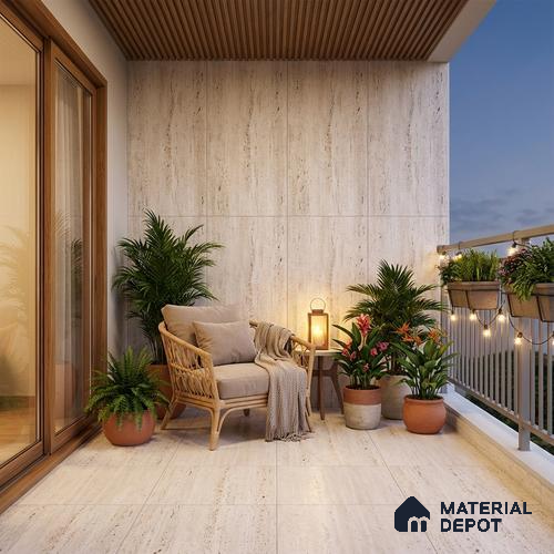 Punch Floor & Wall Tile TL 06274 C Bash Glaze Pearl 4 ft x 2 ft Vitrified Punch Finish - 9 mm (Random Design 3) | Suitable for Living Room, Bedroom, Bathroom & Kitchen