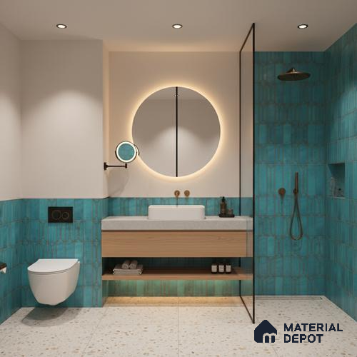 Faux Subway Wall Tile TL 06329 Wave Line 12 inch x 12 inch Ceramic Matte Finish - 9.5 mm | Suitable for Accent / Feature Walls, Bathroom, Kitchen Wall & Backsplashes | Please Expect a Slight Variation of Pattern