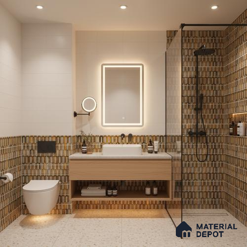 Faux Subway Wall Tile TL 06349 Railflow 12 inch x 12 inch Ceramic Matte Finish - 9.5 mm | Suitable for Accent / Feature Walls, Bathroom, Kitchen Wall & Backsplashes | Please Expect a Slight Variation of Pattern