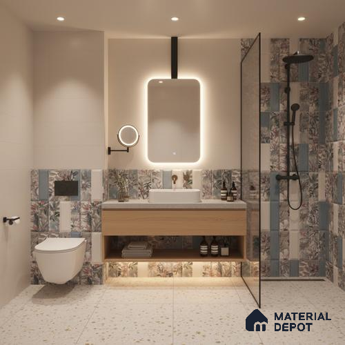 Faux Subway Wall Tile TL 06362 L Radiant Crezo Decor 1 ft x 1 ft Ceramic Matte Finish Tile - 9 mm | Suitable For Kitchen, Bathroom Walls and Backsplashes | Please Expect a Slight Variation of Pattern