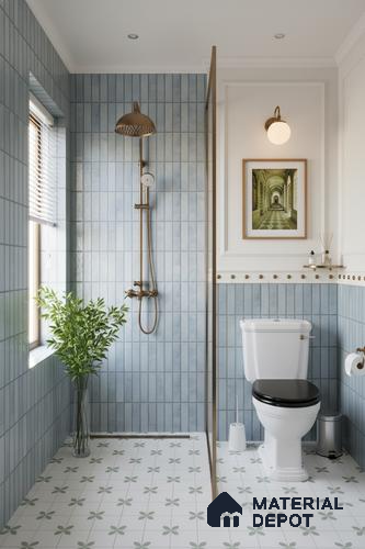 Faux Subway Wall Tile TL 06362 O Bissel Blue Grey 1 ft x 1 ft Ceramic Matte Finish Tile - 9 mm | Suitable For Kitchen, Bathroom Walls and Backsplashes | Please Expect a Slight Variation of Pattern