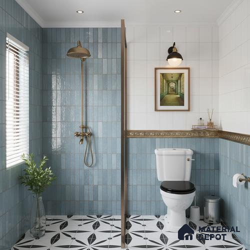 Faux Subway Wall Tile TL 06371 Dusk Hue 2 ft x 1 ft Ceramic Glossy Finish Tile - 9 mm | Suitable For Kitchen, Bathroom Walls and Backsplashes | Please Expect a Slight Variation of Pattern