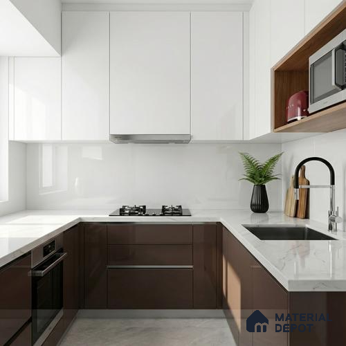 Plain Wall & Floor Tile TL 06398 Plain White 4 ft x 2 ft Vitrified Glossy Finish - 9 mm | Suitable for Living Room, Bedroom & Bathroom
