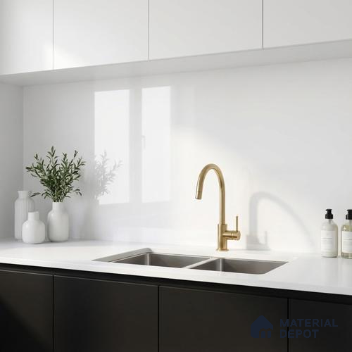 Plain Wall & Floor Tile TL 06398 Plain White 4 ft x 2 ft Vitrified Glossy Finish - 9 mm | Suitable for Living Room, Bedroom & Bathroom