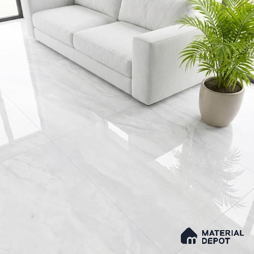 Marble Floor & Wall Tile TL 06425 Daytone Blanco 4 ft x 2 ft Glossy Finish Vitrified Tile - 9 mm | Suitable for Living Room, Bedroom & Bathroom