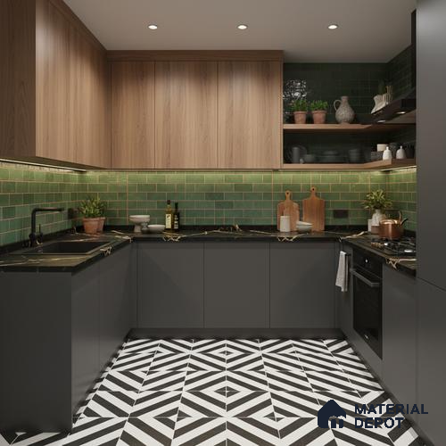 Subway Wall Tile TL 06429 L Mariner Tropical Green 12 x 4 inch Ceramic Glossy Finish - 8 mm  | Suitable for Accent / Feature Walls, Bathroom, Kitchen Wall & Backsplashes