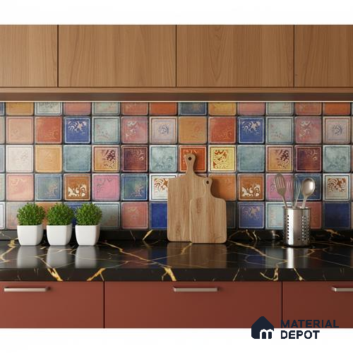 Highlighter Wall Tile TL 06452 B GS Fiori Multi HL 2 ft x 1 ft Ceramic Glossy Finish - 8 mm | Suitable for Living Room, Kitchen & Bathroom