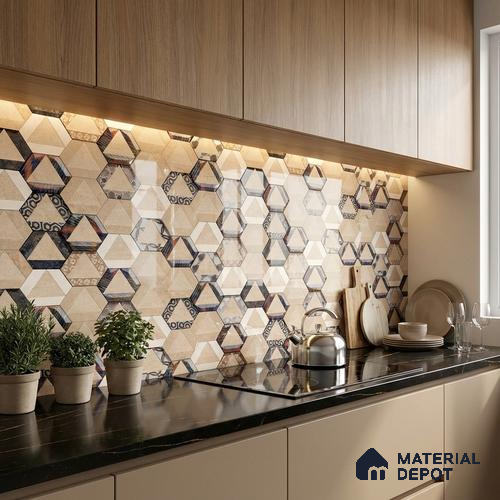 Highlighter Wall Tile TL 06454 B GS Yasmin Beige HL 2 ft x 1 ft Ceramic Glossy Finish - 8 mm | Suitable for Living Room, Kitchen & Bathroom