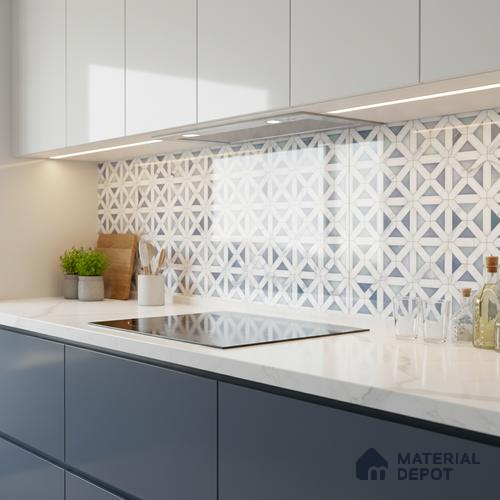 Patterned Wall Tile TL 06457 B R Clomax Aqua HL 2 2 ft x 1 ft Ceramic Glossy Finish - 8 mm | Suitable for Living Room, Kitchen & Bathroom