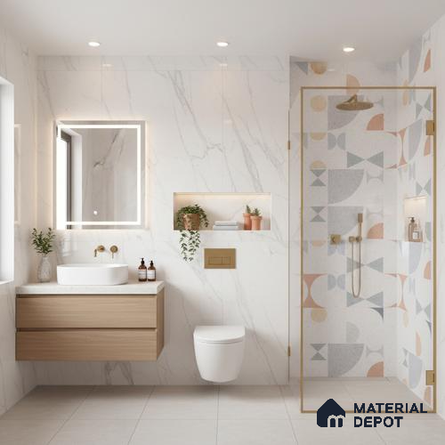 Highlighter Wall Tile TL 06458 B Optima White HL 2 ft x 1 ft Ceramic Glossy Finish - 8 mm | Suitable for Living Room, Kitchen & Bathroom