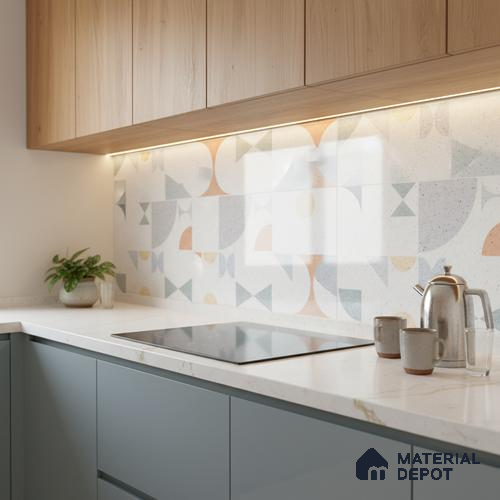 Highlighter Wall Tile TL 06458 B Optima White HL 2 ft x 1 ft Ceramic Glossy Finish - 8 mm | Suitable for Living Room, Kitchen & Bathroom