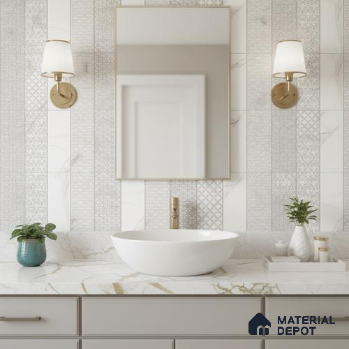 Highlighter Wall Tile TL 06460 C R Globe White HL 02 2 ft x 1 ft Ceramic Glossy Finish - 8 mm | Suitable for Living Room, Kitchen & Bathroom