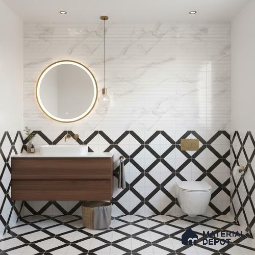 Faux Subway Wall Tile TL 06460 D Globe White Small Liner 2 ft x 1 ft Ceramic Glossy Finish - 8 mm | Suitable for Living Room,Kitchen & Bathroom