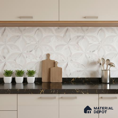 Highlighter Wall Tile TL 06461 B Angel White Decor 05 2 ft x 1 ft Ceramic Glossy Finish - 8 mm | Suitable for Living Room,Kitchen & Bathroom