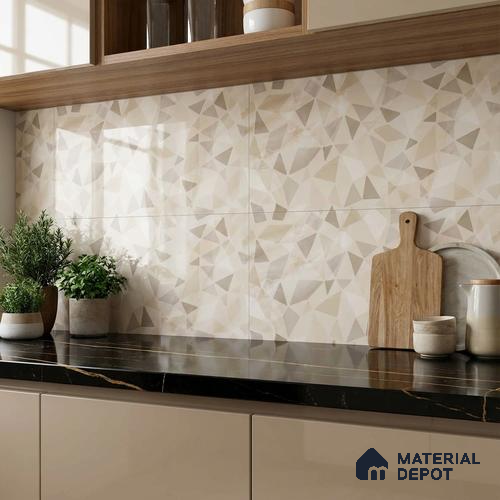 Highlighter Wall Tile TL 06467 B Valentino Beige HL 2 ft x 1 ft Ceramic Glossy Finish - 8 mm | Suitable for Living Room, Kitchen & Bathroom