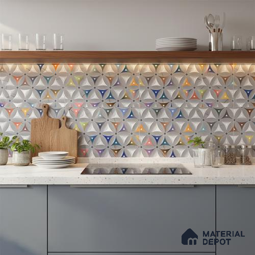 Highlighter Wall Tile TL 06468 C R Amora Grey Multi HL 2 ft x 1 ft Ceramic Glossy Finish - 8 mm | Suitable for Living Room, Kitchen & Bathroom