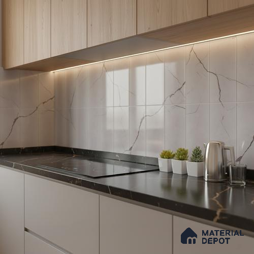 Highlighter Wall Tile TL 06468 D R Amora Grey HL 2 ft x 1 ft Ceramic Glossy Finish - 8 mm | Suitable for Living Room, Kitchen & Bathroom